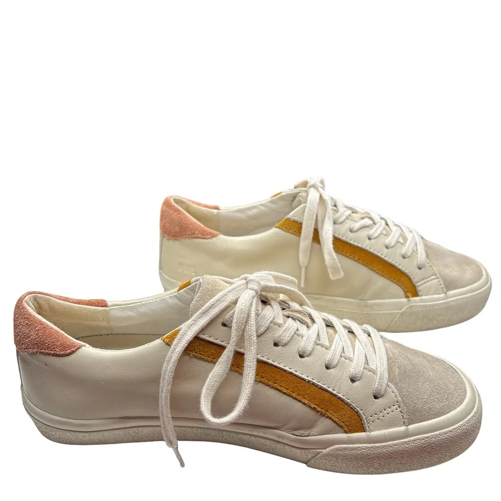 Madewell Cream & Tan Colorblock Sidewalk Low Top Sneakers Woman 7.5/Men 6